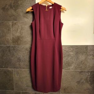 COPY - Calvin Klein Maroon Sleeveless Sheath Dress. Size 4.